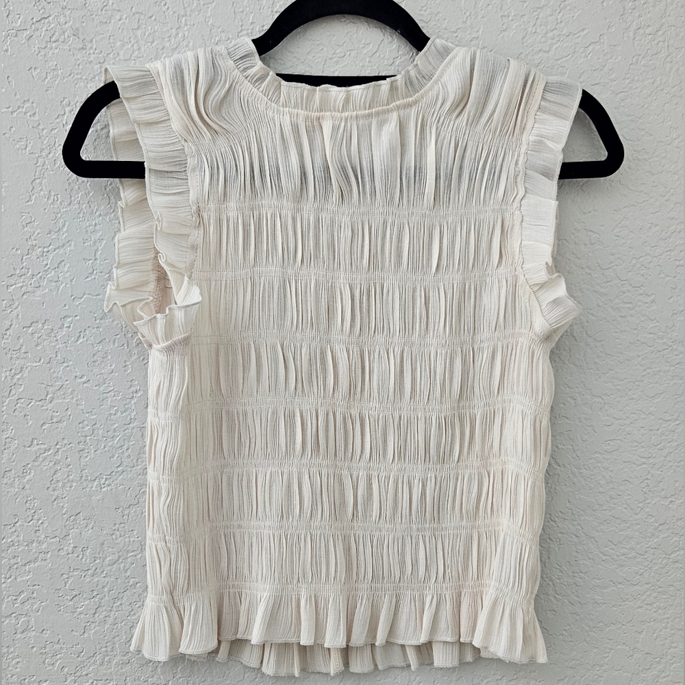 Elegant White Ruffled Women's Top